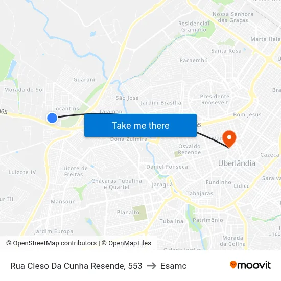 Rua Cleso Da Cunha Resende, 553 to Esamc map