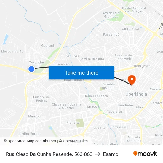 Rua Cleso Da Cunha Resende, 563-863 to Esamc map