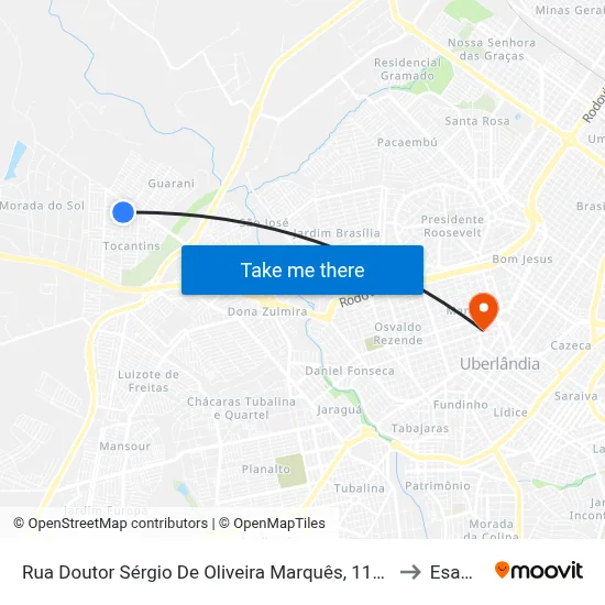 Rua Doutor Sérgio De Oliveira Marquês, 1133 to Esamc map