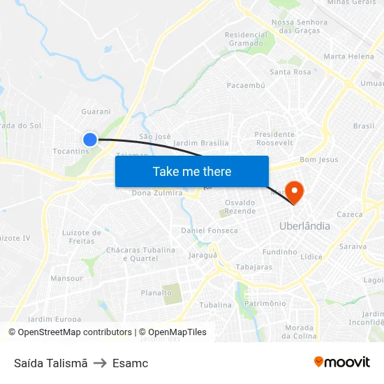 Saída Talismã to Esamc map