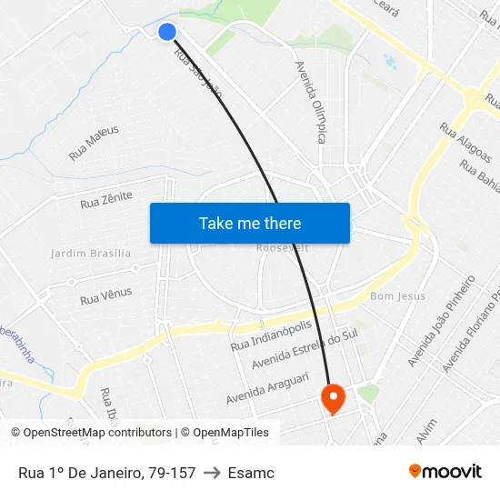 Rua 1º De Janeiro, 79-157 to Esamc map
