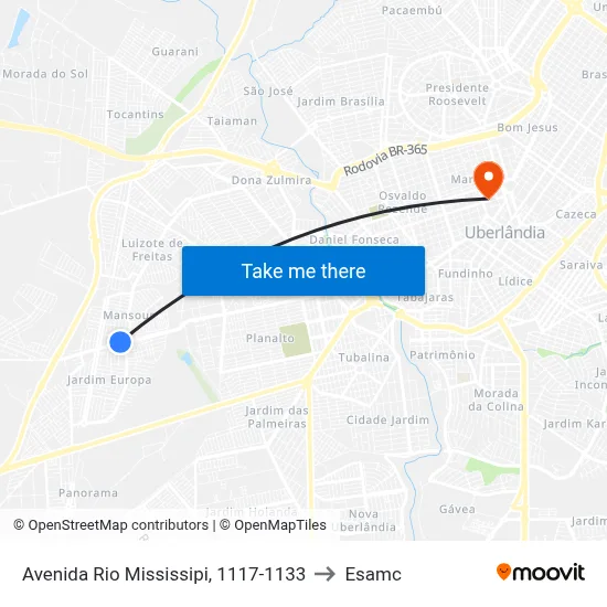 Avenida Rio Mississipi, 1117-1133 to Esamc map