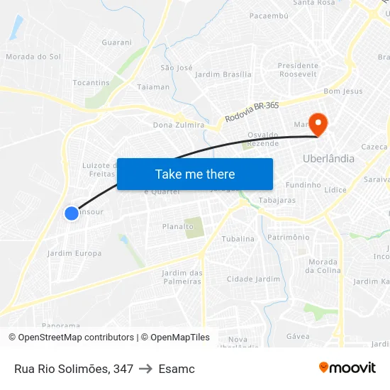 Rua Rio Solimões, 347 to Esamc map