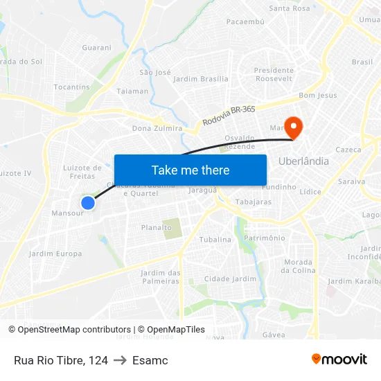 Rua Rio Tibre, 124 to Esamc map