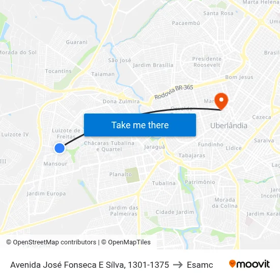 Avenida José Fonseca E Sílva, 1301-1375 to Esamc map