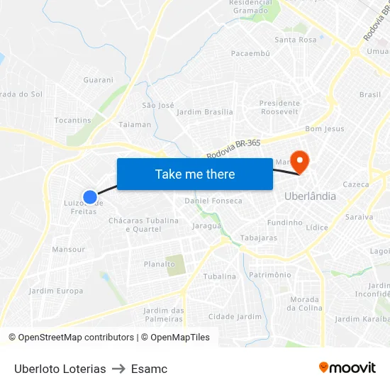 Uberloto Loterias to Esamc map