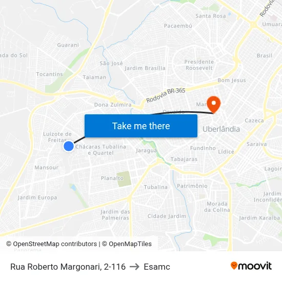 Rua Roberto Margonari, 2-116 to Esamc map