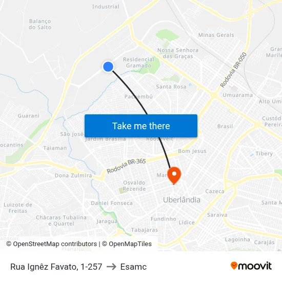 Rua Ignêz Favato, 1-257 to Esamc map