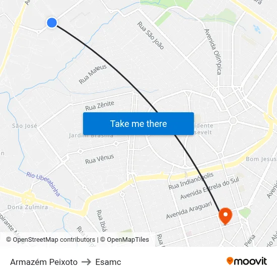 Armazém Peixoto to Esamc map