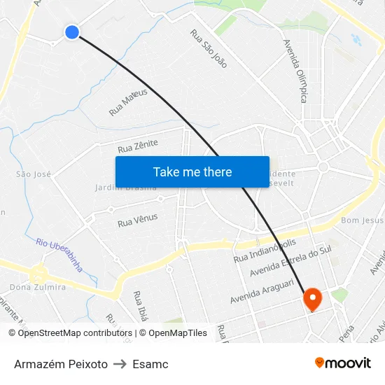 Armazém Peixoto to Esamc map