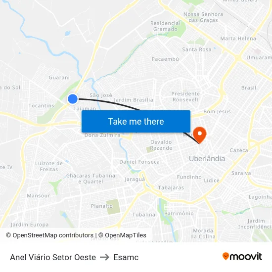Anel Viário Setor Oeste to Esamc map
