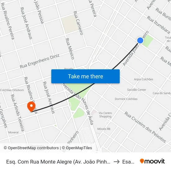 Esq. Com Rua Monte Alegre (Av. João Pinheiro) to Esamc map