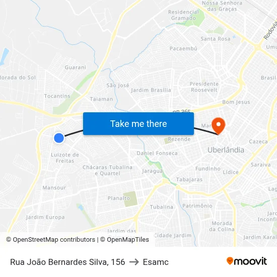 Rua João Bernardes Silva, 156 to Esamc map