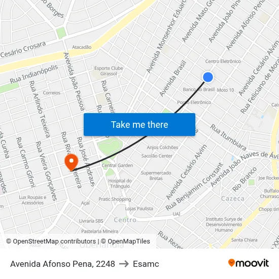 Avenida Afonso Pena, 2248 to Esamc map