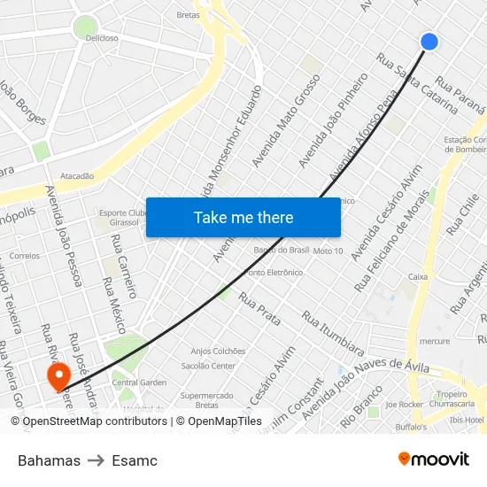 Bahamas to Esamc map