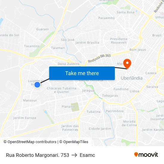 Rua Roberto Margonari. 753 to Esamc map