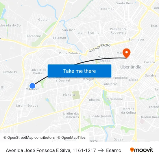 Avenida José Fonseca E Sílva, 1161-1217 to Esamc map