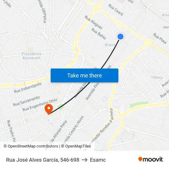 Rua José Alves García, 546-698 to Esamc map