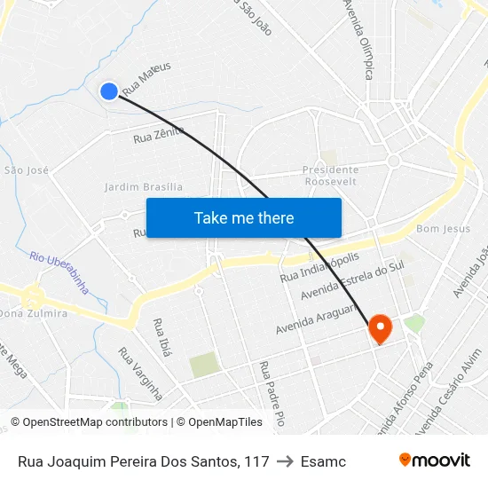 Rua Joaquim Pereira Dos Santos, 117 to Esamc map