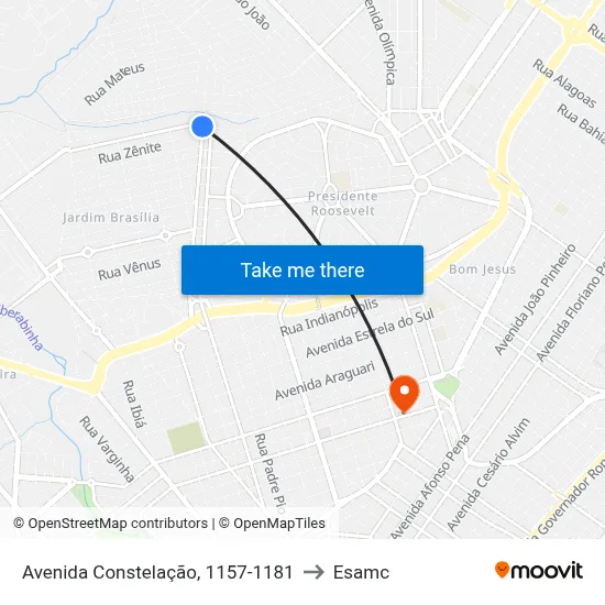 Avenida Constelação, 1157-1181 to Esamc map