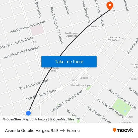 Avenida Getúlio Vargas, 959 to Esamc map