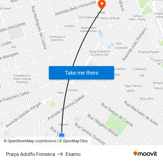 Praça Adolfo Fonseca to Esamc map