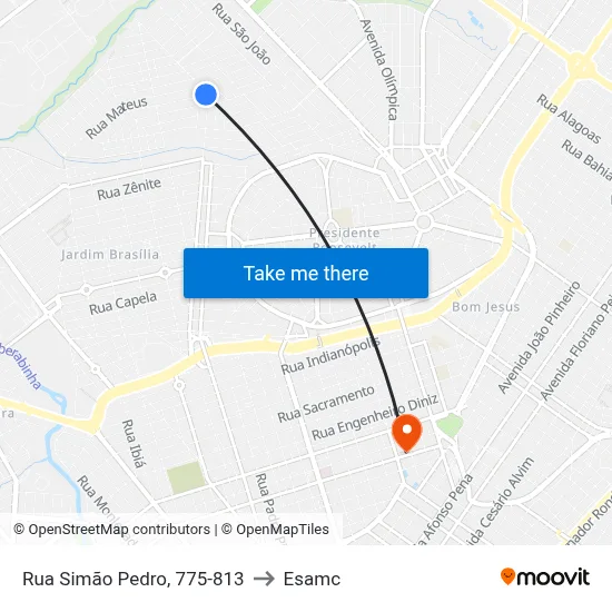 Rua Simão Pedro, 775-813 to Esamc map