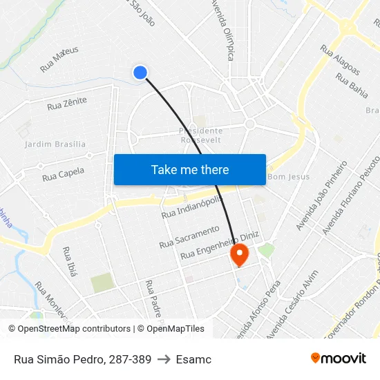 Rua Simão Pedro, 287-389 to Esamc map