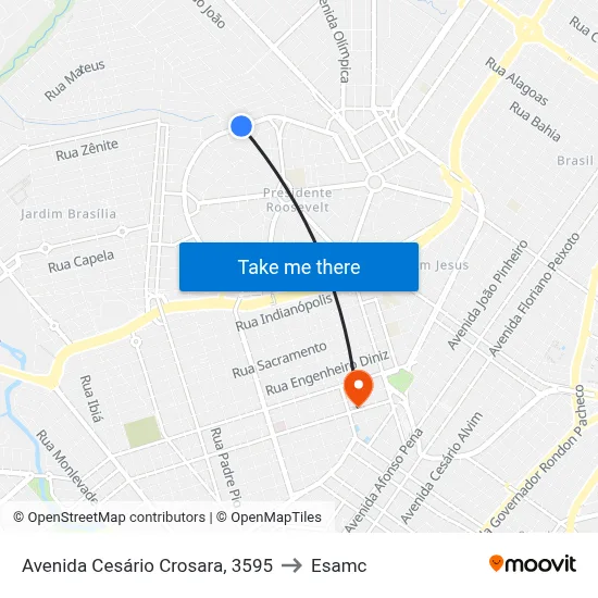 Avenida Cesário Crosara, 3595 to Esamc map