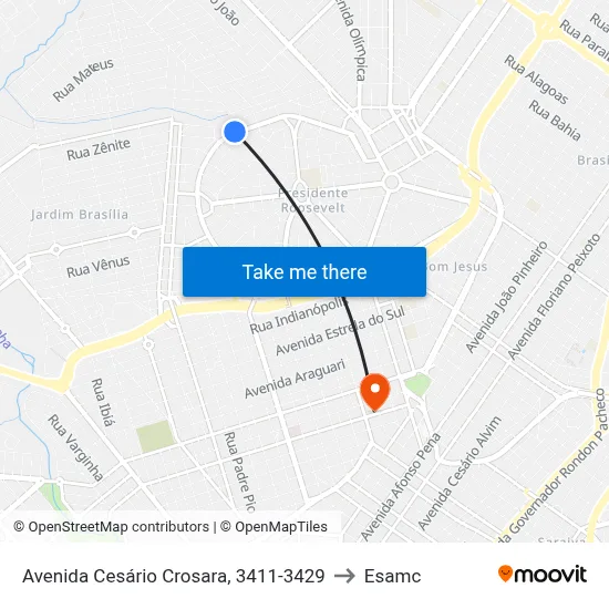 Avenida Cesário Crosara, 3411-3429 to Esamc map