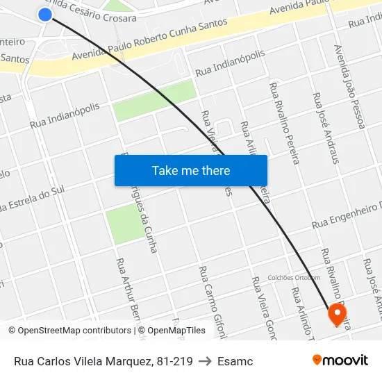 Rua Carlos Vilela Marquez, 81-219 to Esamc map