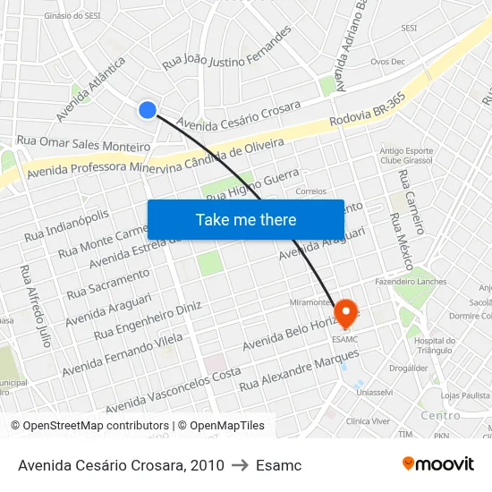 Avenida Cesário Crosara, 2010 to Esamc map