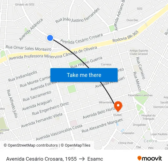 Avenida Cesário Crosara, 1955 to Esamc map
