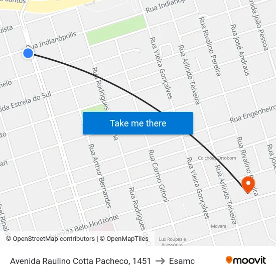 Avenida Raulino Cotta Pacheco, 1451 to Esamc map