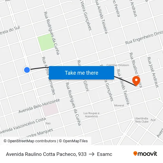 Avenida Raulino Cotta Pacheco, 933 to Esamc map