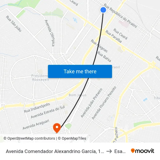 Avenida Comendador Alexandrino García, 1759 to Esamc map