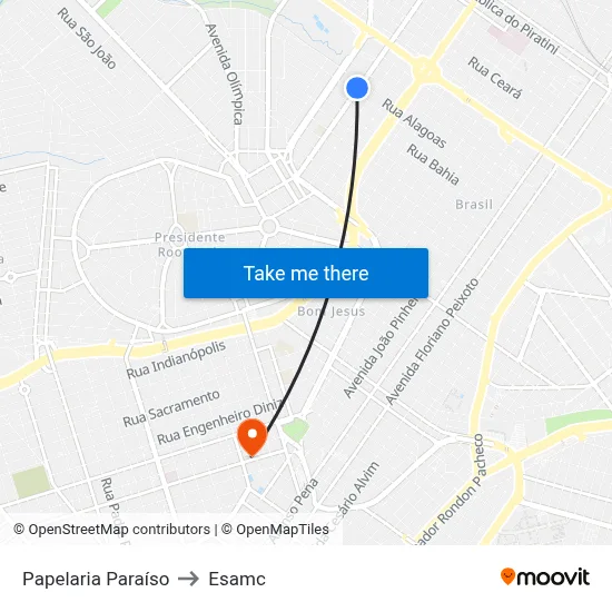 Papelaria Paraíso to Esamc map