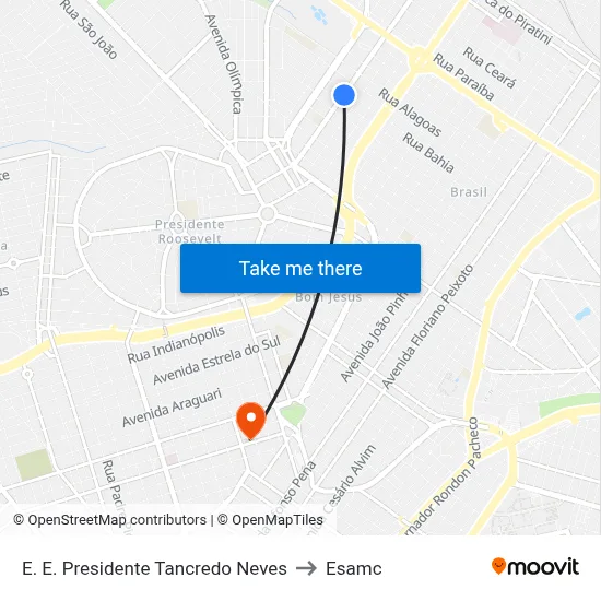 E. E. Presidente Tancredo Neves to Esamc map