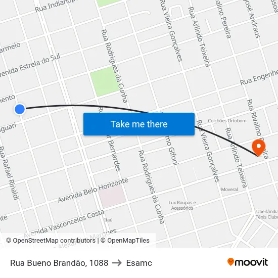Rua Bueno Brandão, 1088 to Esamc map