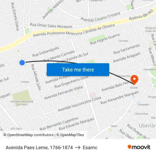 Avenida Paes Leme, 1766-1874 to Esamc map