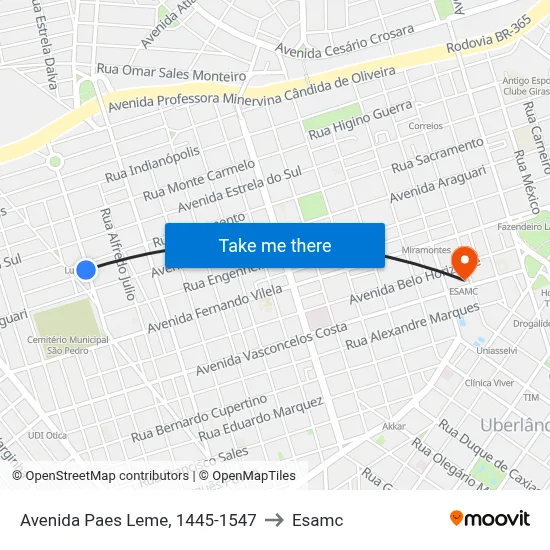 Avenida Paes Leme, 1445-1547 to Esamc map