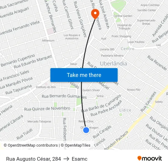 Rua Augusto César, 284 to Esamc map