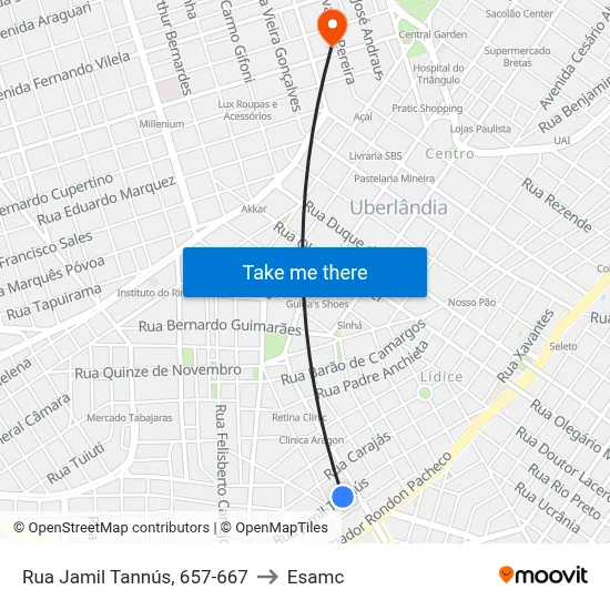 Rua Jamil Tannús, 657-667 to Esamc map