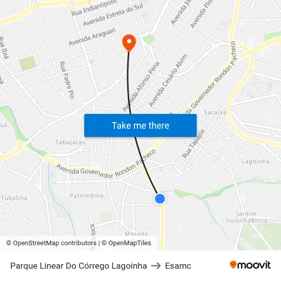 Parque Linear Do Córrego Lagoinha to Esamc map
