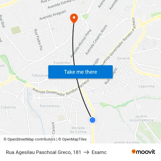 Rua Agesilau Paschoal Greco, 181 to Esamc map