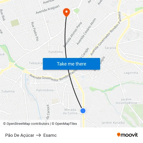 Pão De Açúcar to Esamc map