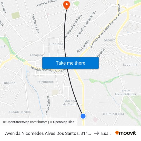 Avenida Nicomedes Alves Dos Santos, 3116-3166 to Esamc map