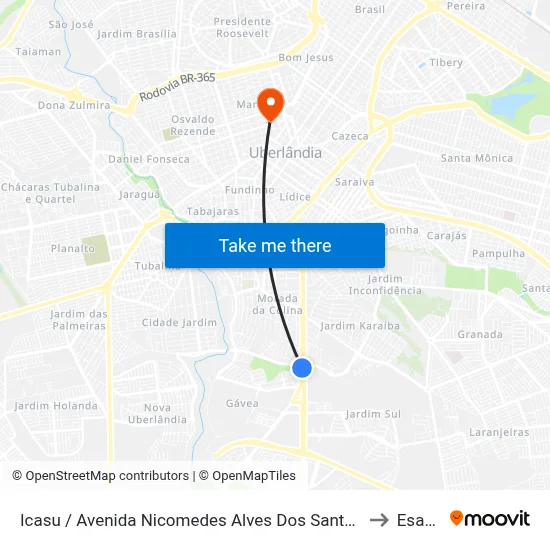 Icasu / Avenida Nicomedes Alves Dos Santos, 3900 to Esamc map