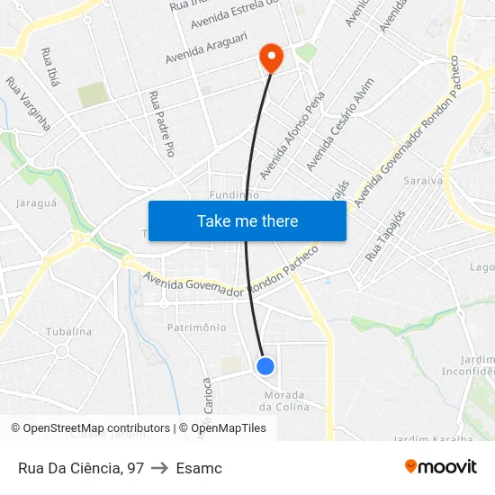 Rua Da Ciência, 97 to Esamc map