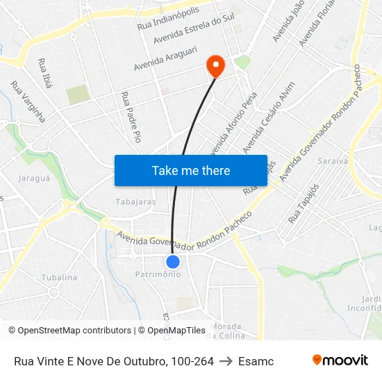 Rua Vinte E Nove De Outubro, 100-264 to Esamc map